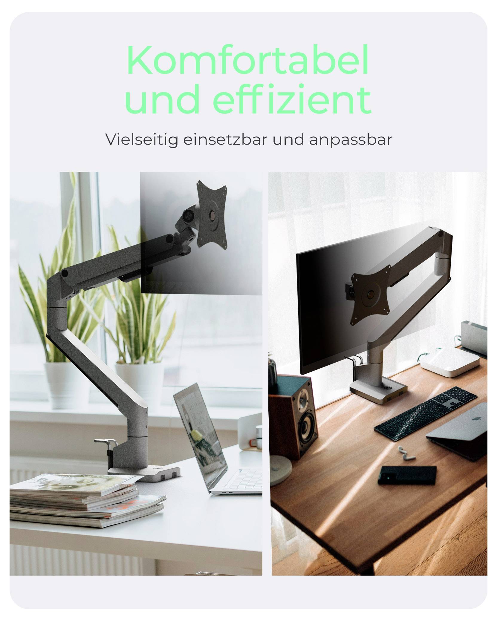 ICY BOX Monitorständer für einen Monitor Monitor-Tischhalterung 81,3cm (32") Grau, Silber