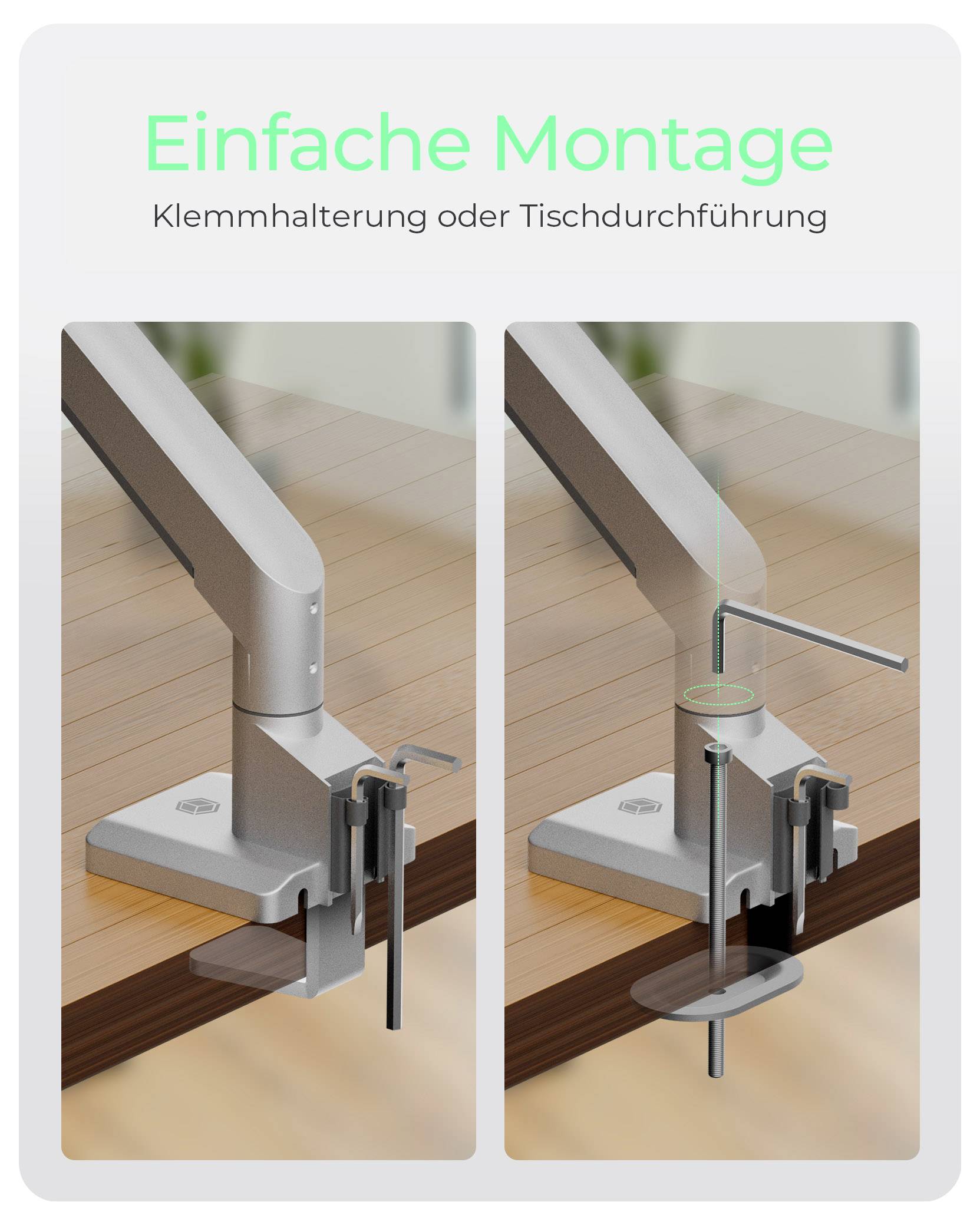 ICY BOX Monitorständer für einen Monitor Monitor-Tischhalterung 81,3cm (32") Grau, Silber