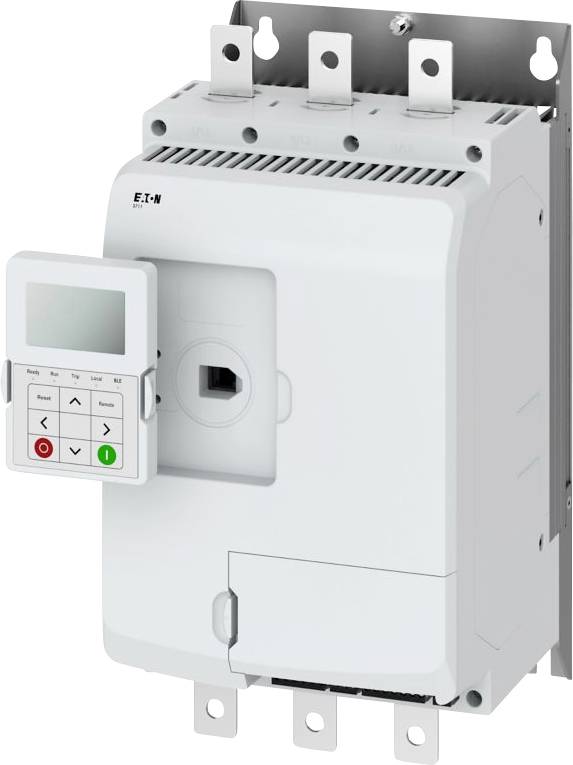 Elektrisches Gerät mit digitalem Display und Steuertasten, an einem Metallhalter montiert.