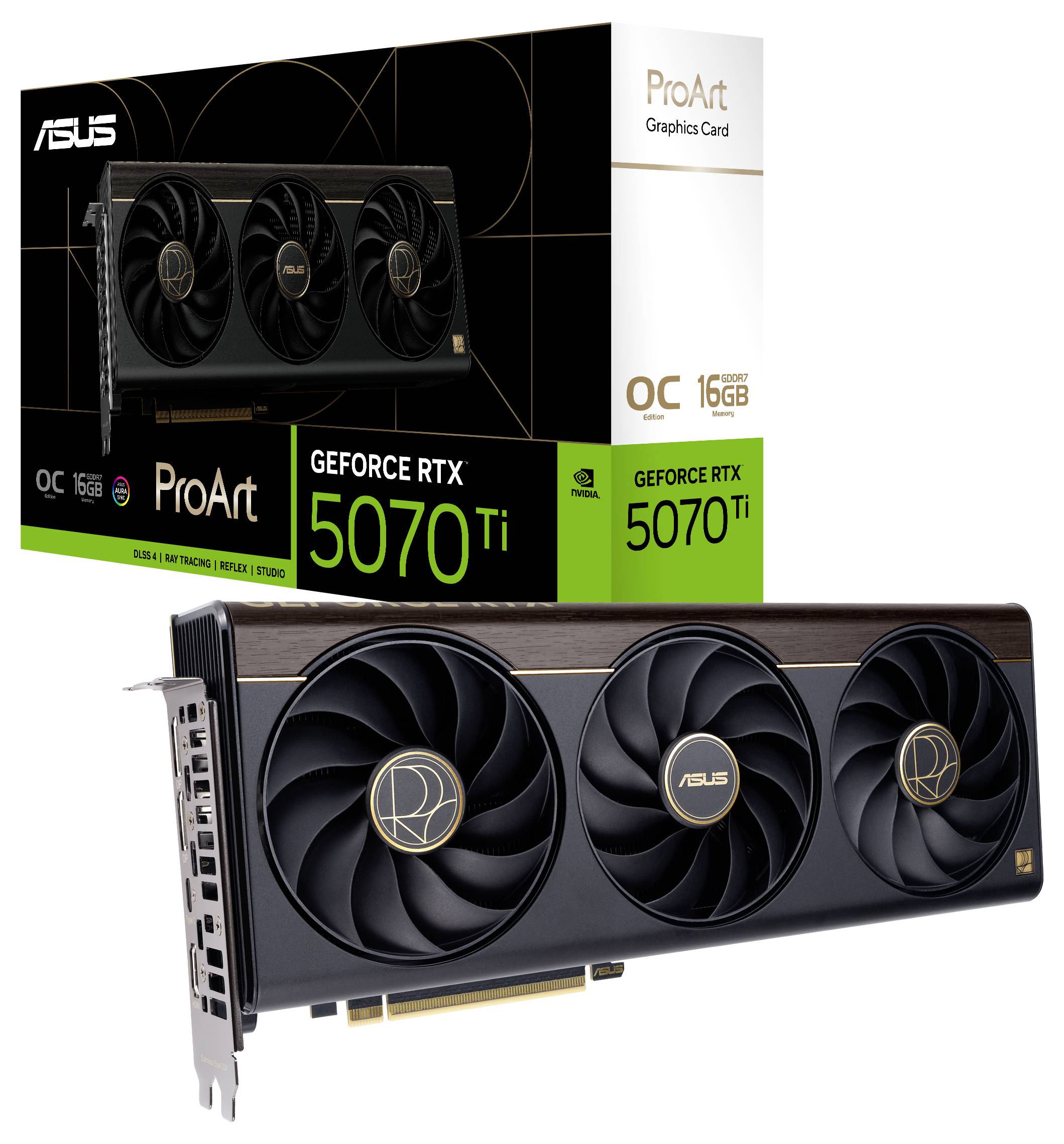 Eine Grafikkarte mit der Bezeichnung „ASUS ProArt GeForce RTX 5070 Ti