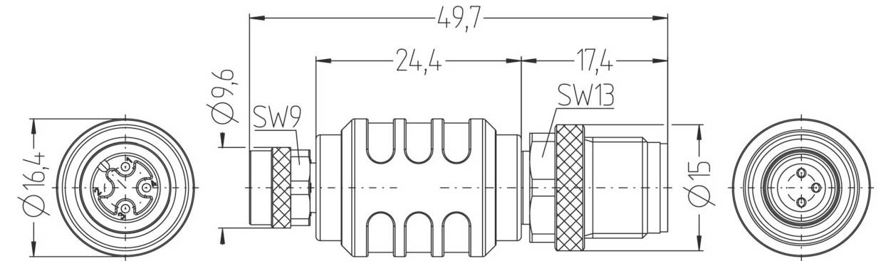 Escha 8008079 Sensor-/Aktor-Adapter Polzahl Sensoren: 3 1St.