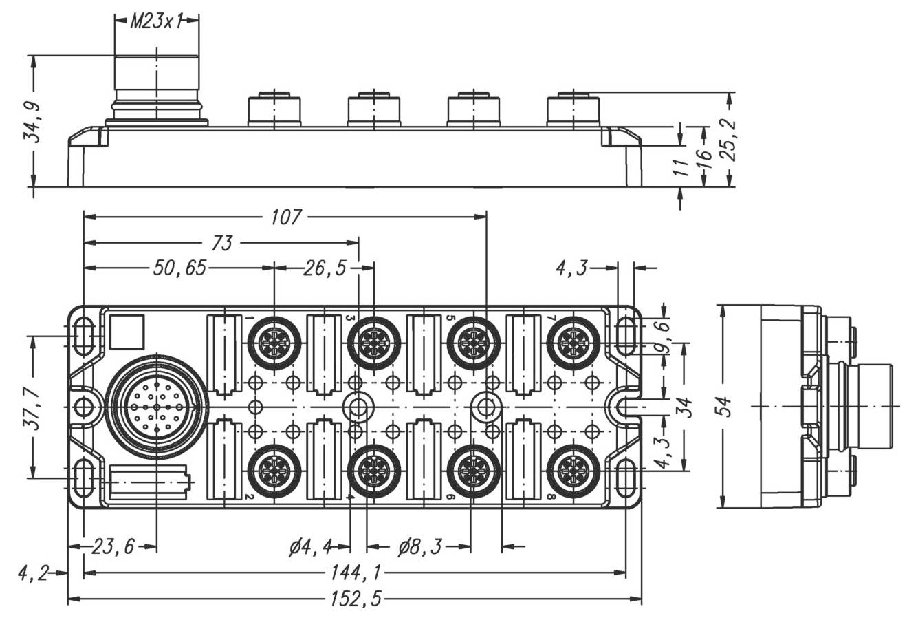 Escha 8I/OM12-5P3T 8045647 Sensor/Aktorbox passiv M12-Verteiler mit Metallgewinde 1St.