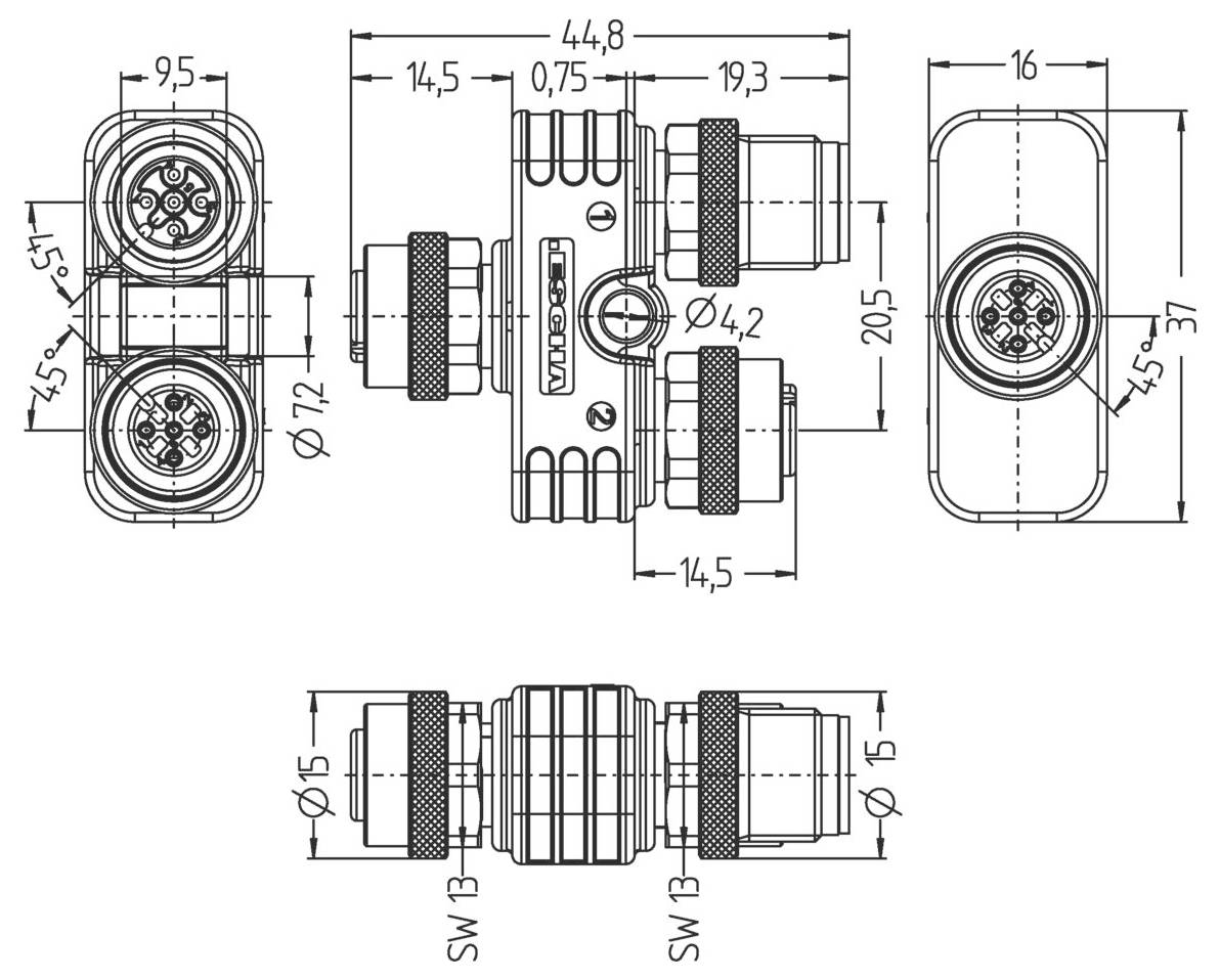 Escha 8057723 Sensor-/Aktor-Verteiler und Adapter Polzahl Sensoren: 5 1St.