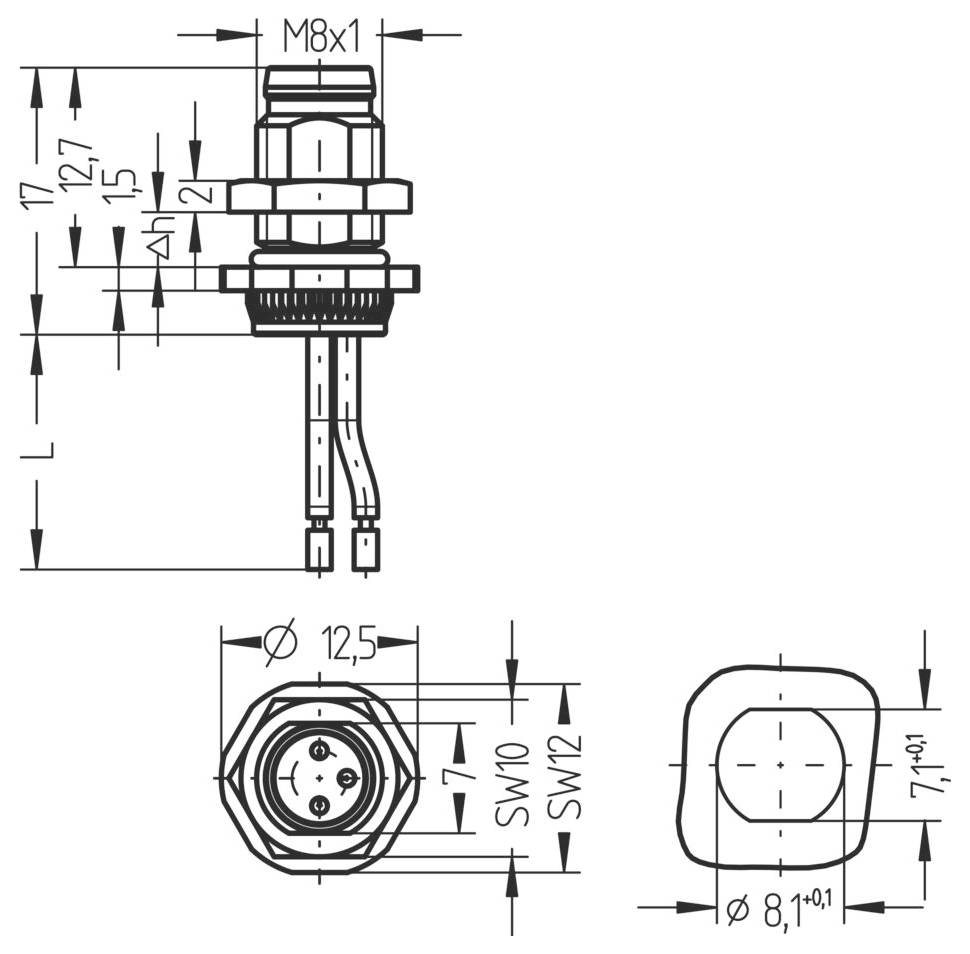 Escha 8071421 Flanschstecker 0.2m Polzahl Sensoren: 3 1St.