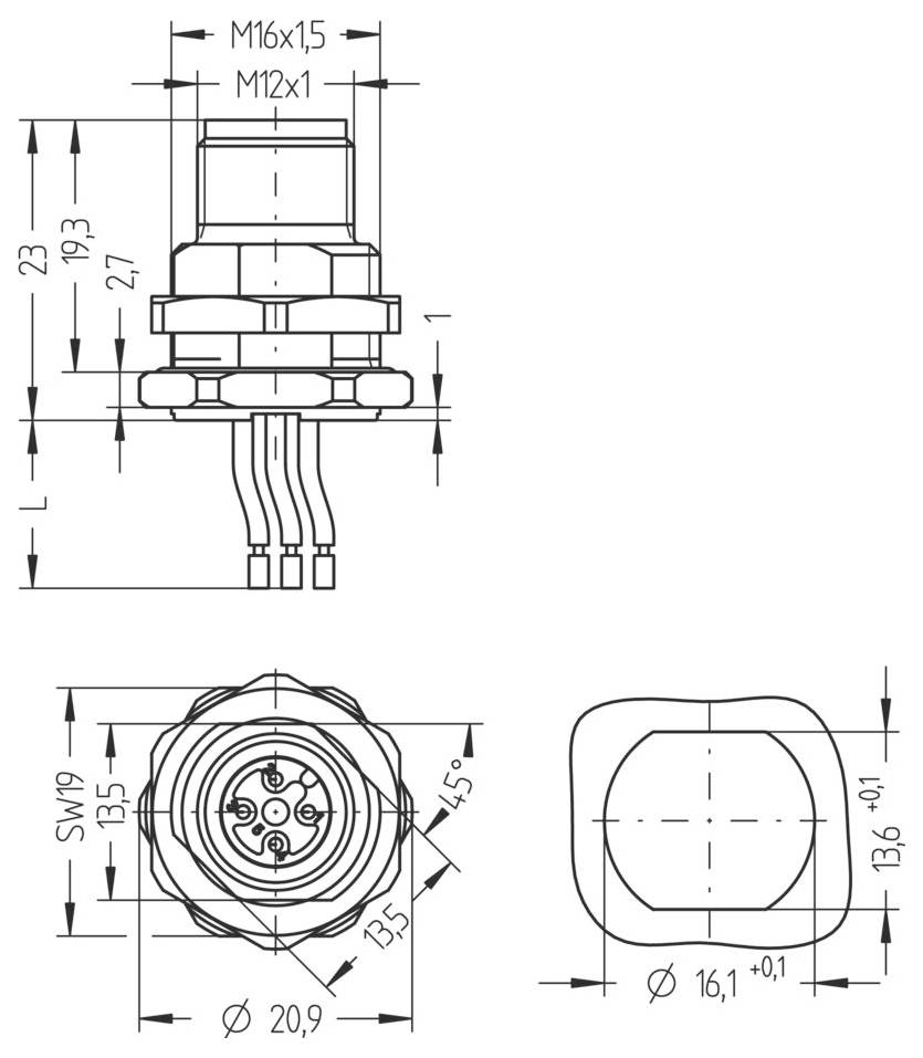 Escha 8071794 Flanschstecker 0.5m Polzahl Sensoren: 5 1St.