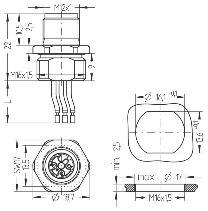 Escha 8071802 Flanschstecker 0.5m Polzahl Sensoren: 4 1St.