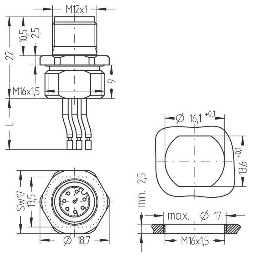 Escha 8071810 Flanschstecker 0.5m Polzahl Sensoren: 8 1St.