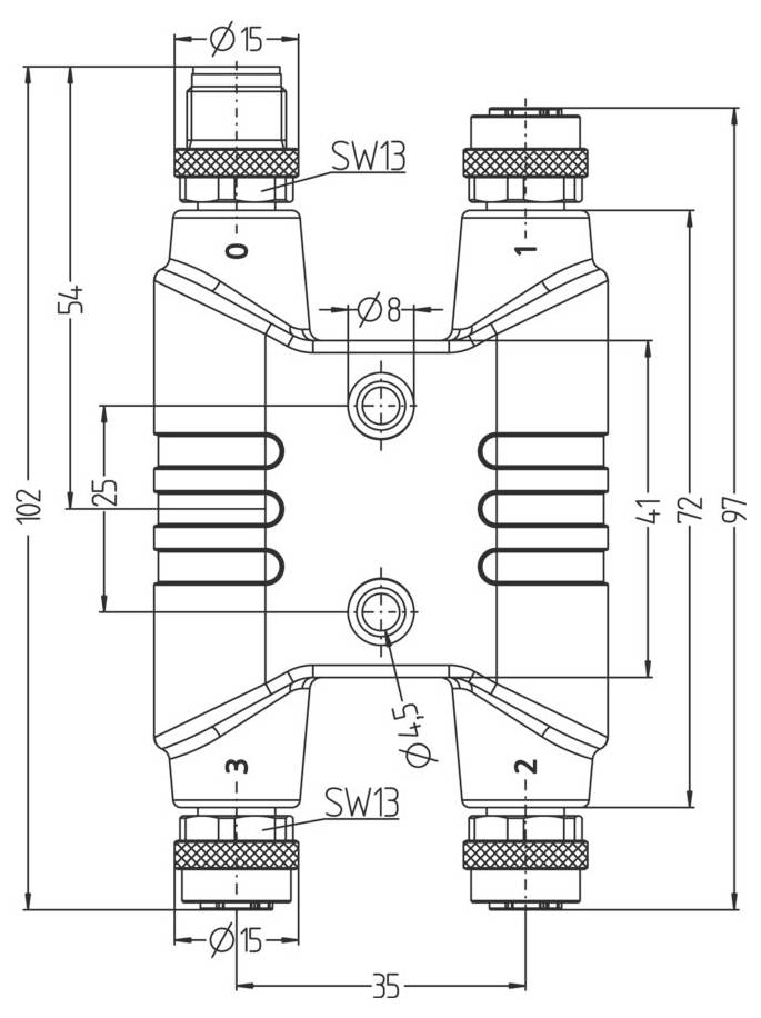 Escha 8075821 Sensor-/Aktor-Verteiler und Adapter Polzahl Sensoren: 4+PE 1St.