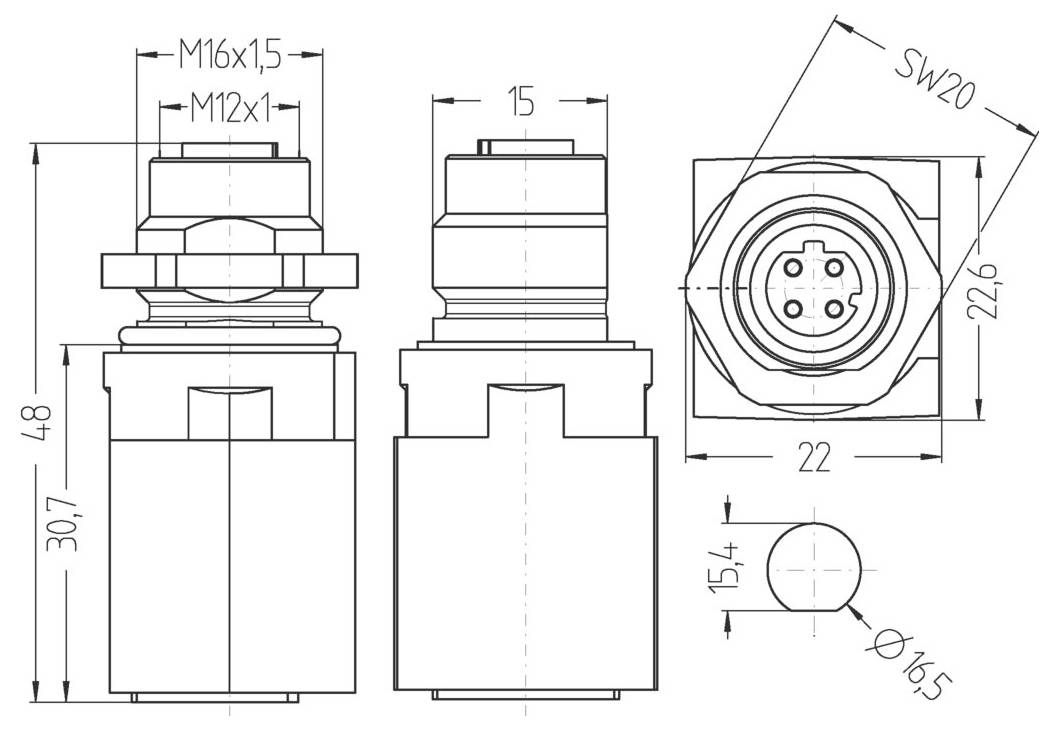 Escha 8069793 Wanddurchführung Polzahl Sensoren: 4, 8 1St.