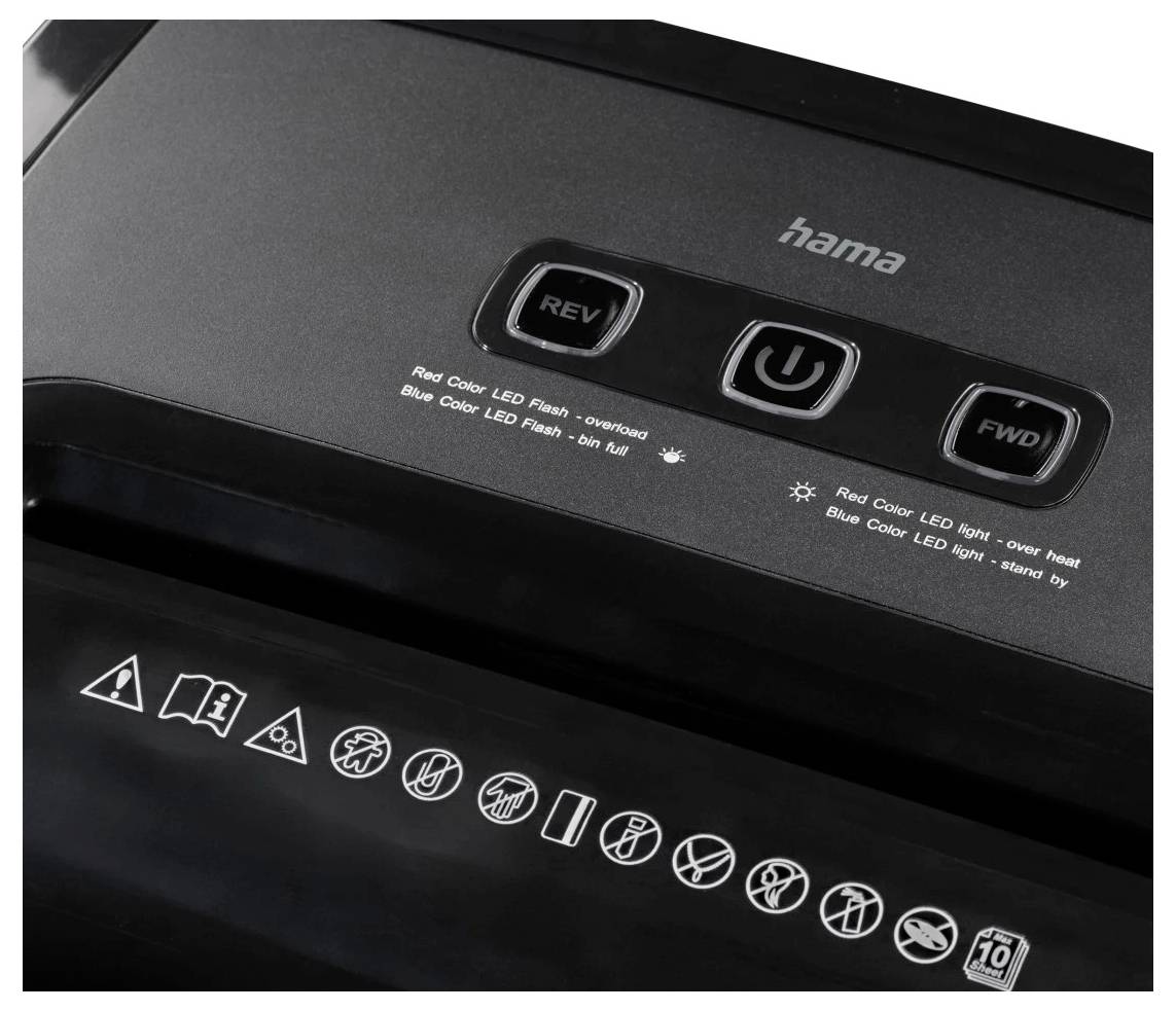 Hama Prime M100 Aktenvernichter 11 Blatt 2 x 12mm P-5 20l Vernichtet auch Kreditkarte