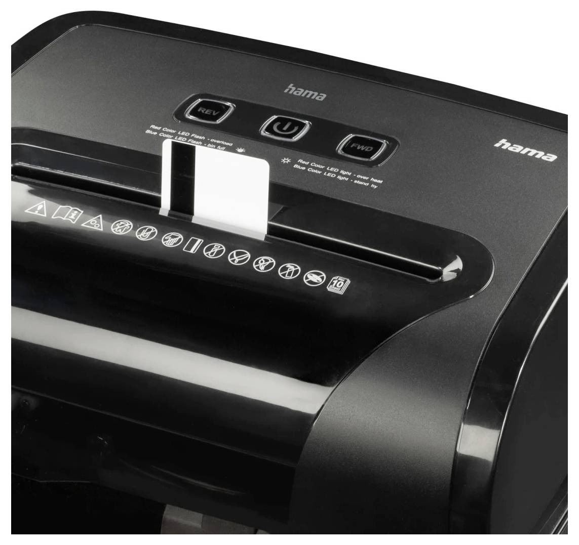 Hama Prime M100 Aktenvernichter 11 Blatt 2 x 12mm P-5 20l Vernichtet auch Kreditkarte