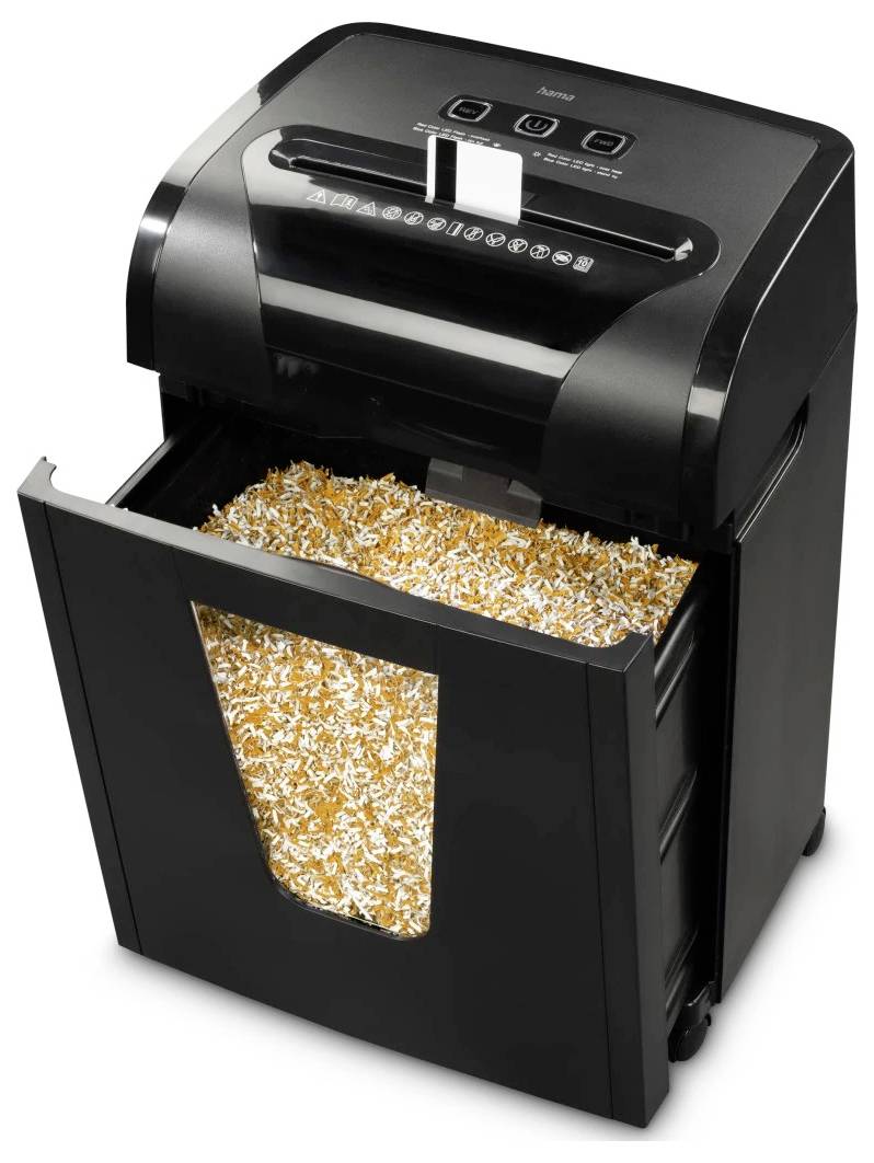 Hama Prime M100 Aktenvernichter 11 Blatt 2 x 12mm P-5 20l Vernichtet auch Kreditkarte