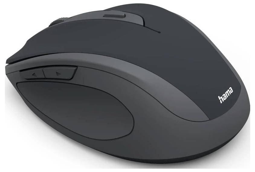 Eine drahtlose Computermaus mit elegantem, ergonomischem Design und seitlichen Tasten für zusätzliche Funktionen.