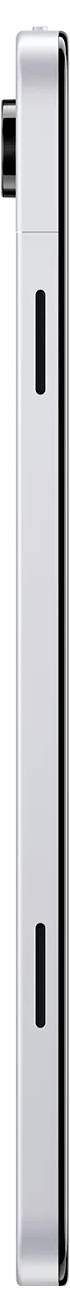 Seitenansicht eines silbernen Smartphones mit elegantem Design und einer hervorstechenden Kameralinse in der oberen linken Ecke.