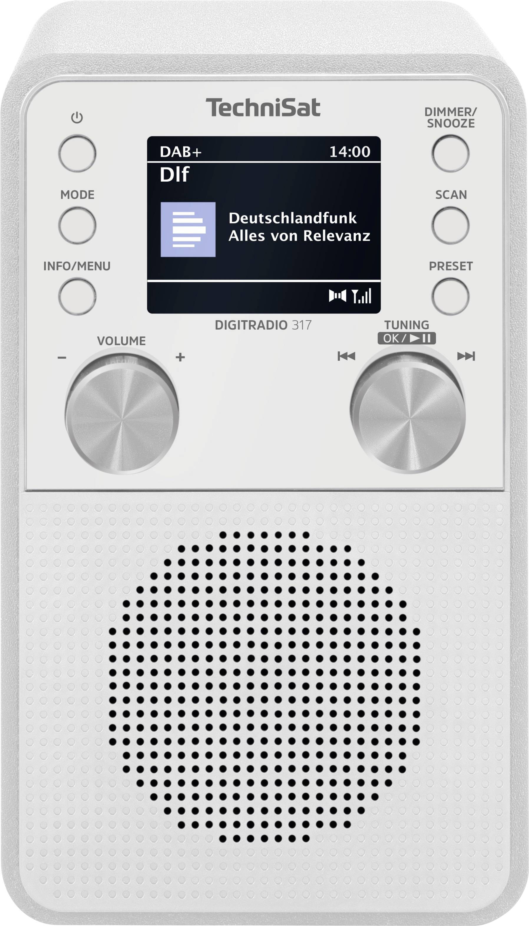TechniSat DIGITRADIO 317 Tischradio DAB+, FM UKW, DAB+, Bluetooth®, AUX Weckfunktion Weiß