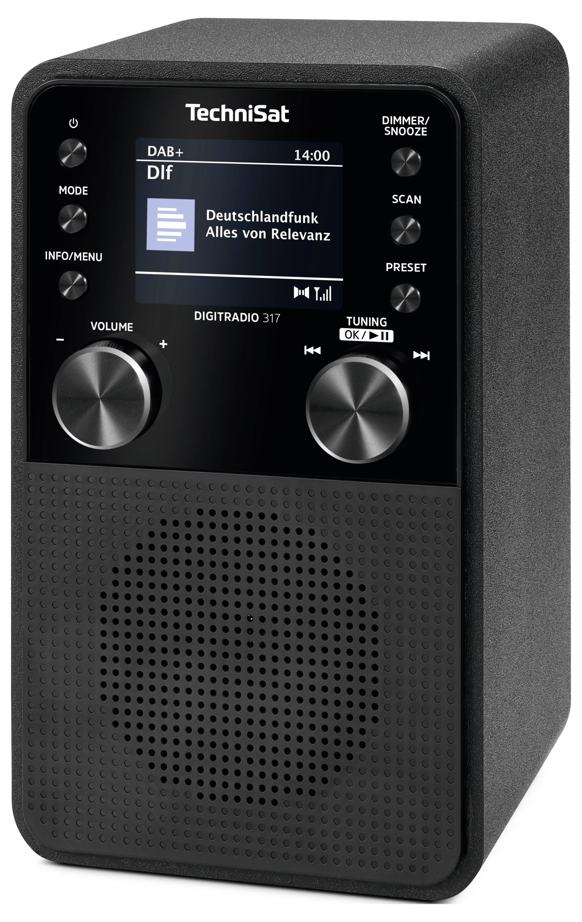 TechniSat DIGITRADIO 317 Tischradio DAB+, FM UKW, DAB+, Bluetooth®, AUX Weckfunktion Schwarz