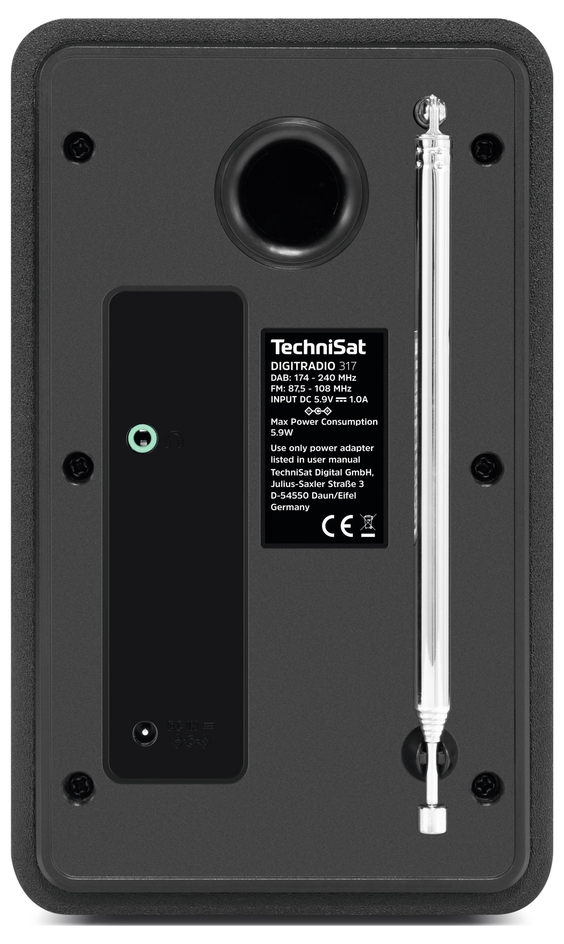 TechniSat DIGITRADIO 317 Tischradio DAB+, FM UKW, DAB+, Bluetooth®, AUX Weckfunktion Schwarz