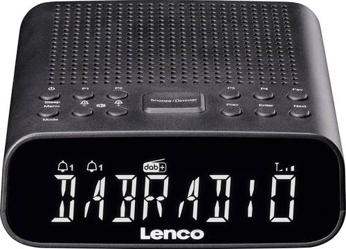 Lenco DAB+ FM Alarm Clock Radio with Bluetooth® Speaker, Large Dimmable LCD Display | Black