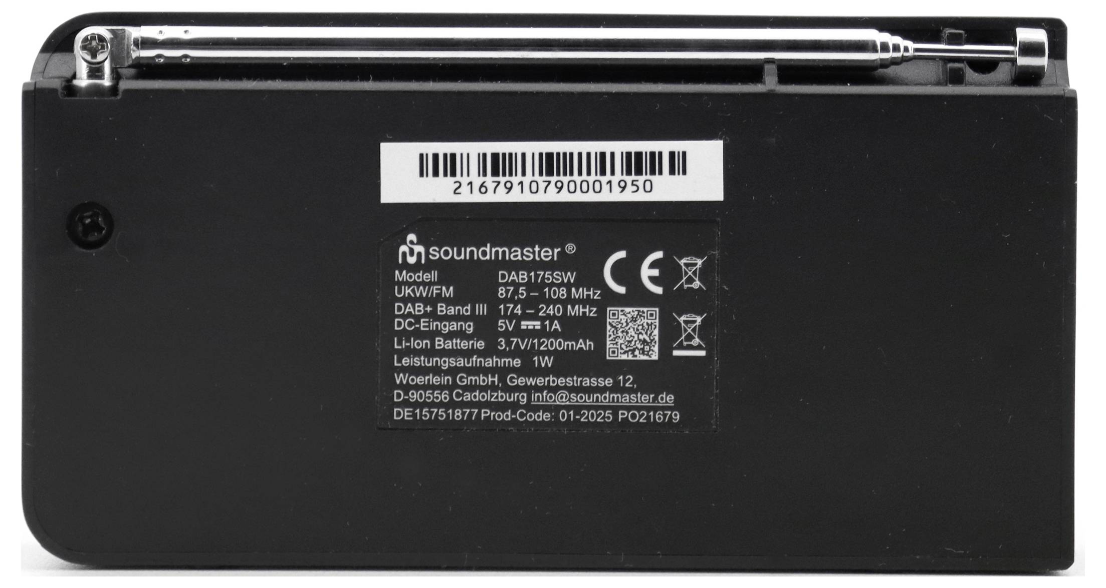 Soundmaster Tischradio DAB+, FM Bluetooth®, AUX, DAB+, UKW Weckfunktion Schwarz