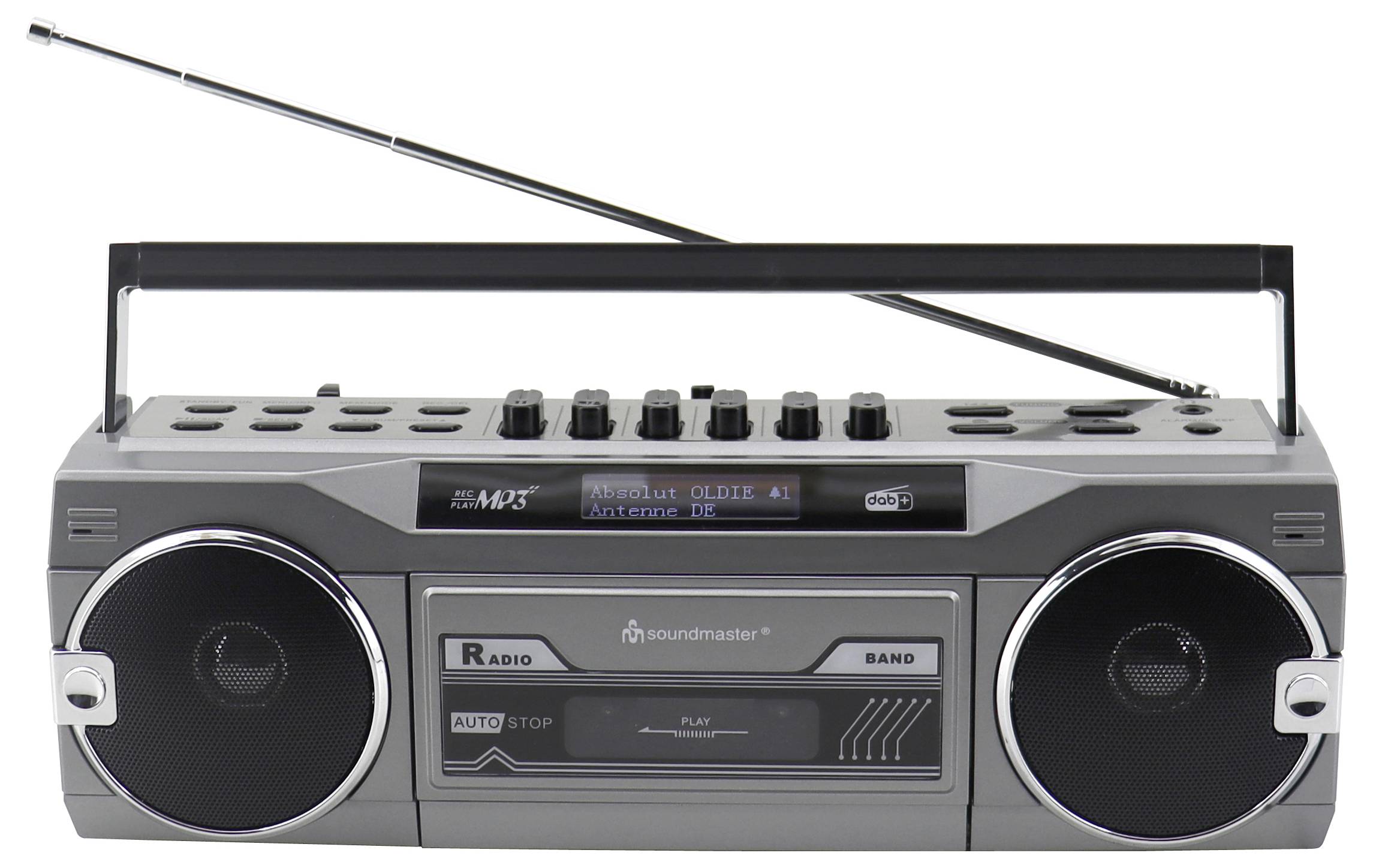 Soundmaster Retro Kassettenrecorder mit Radio DAB+, FM Kassette, DAB+, UKW, Bluetooth®, AUX