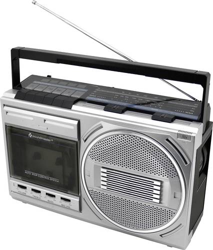 Soundmaster Kassettenradio FM, MW Kassette, USB, UKW, MW, KW, Bluetooth®, AUX Schwarz, Silber
