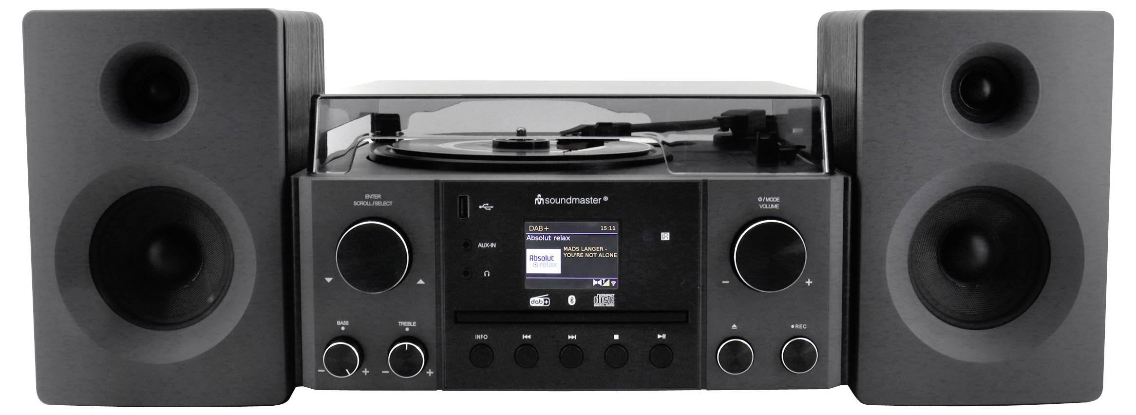 Soundmaster Stereoanlage DAB+, UKW, USB, MP3, Bluetooth®, AUX, CD, Weckfunktion