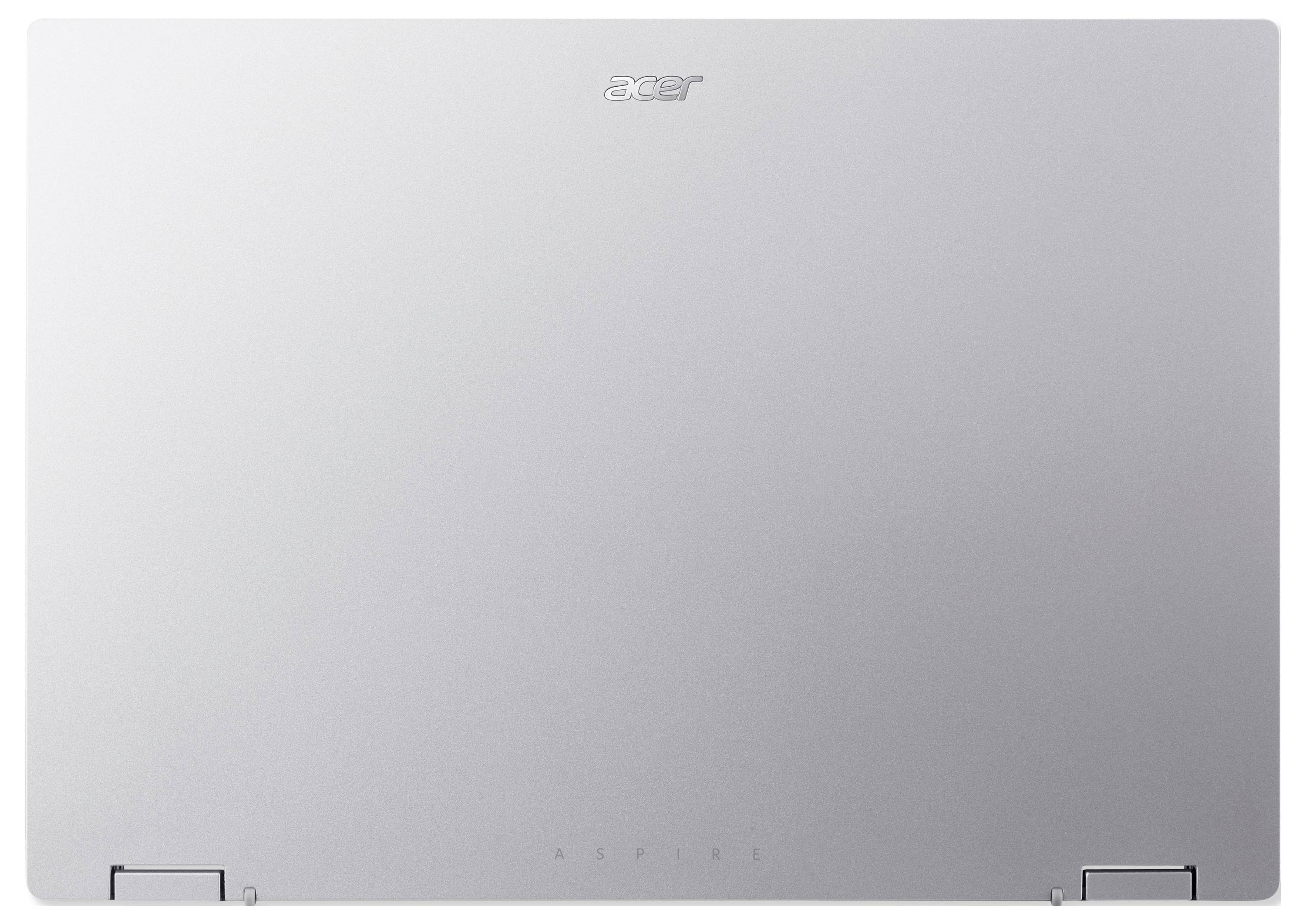 Das Bild zeigt den geschlossenen Deckel eines silbernen Acer-Laptops mit dem Acer-Logo in der Mitte.