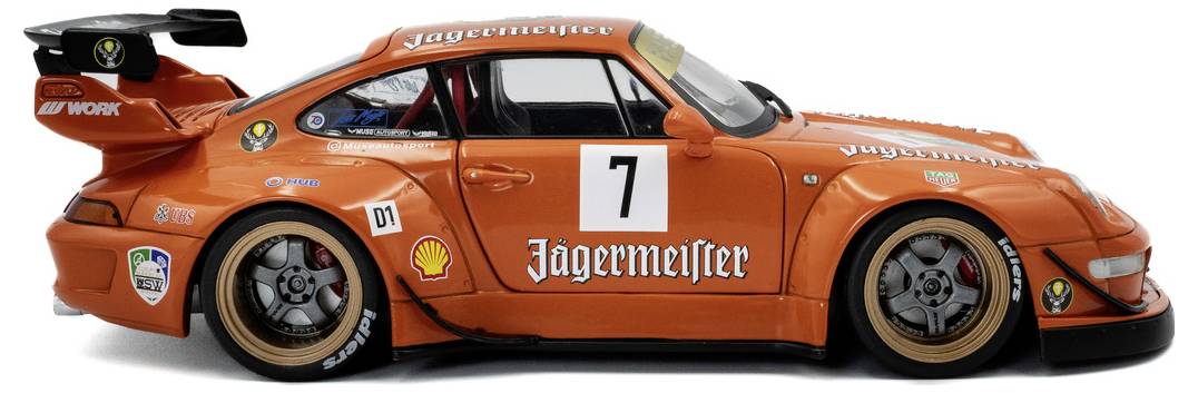 Solido PKW Modell Porsche RWB BODYKIT JÄGERMEISTER orange Fertigmodell PKW Modell