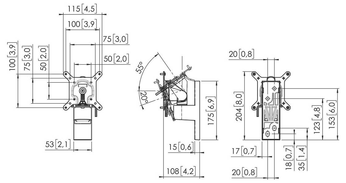 Vogel's MOMO 2116 Monitor-Wandhalterung 1 Display(s) 25,4cm (10") - 109,2cm (43") Schwarz Neigbar, Drehbar, Höhenverstellbar