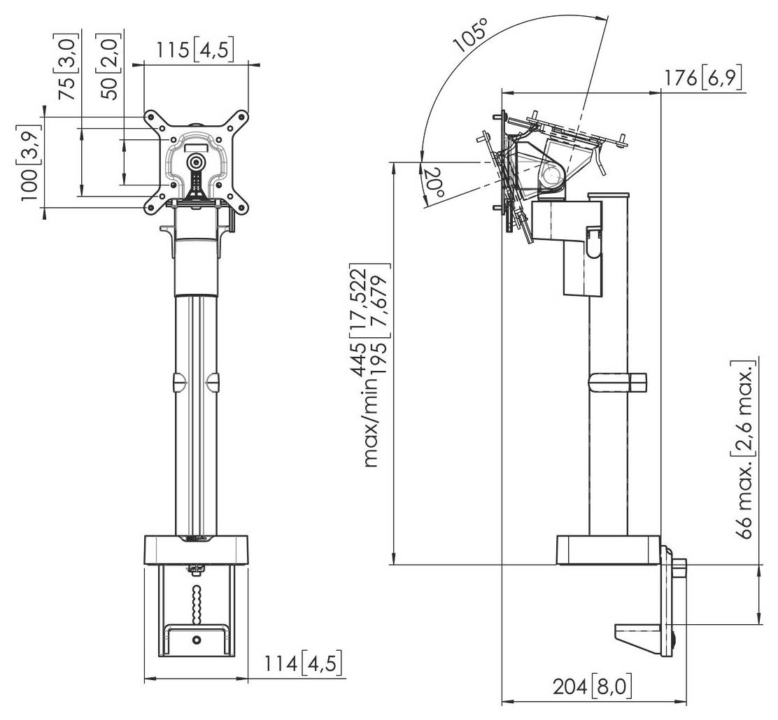Vogel's MOMO 2117 Monitor-Tischhalterung 25,4cm (10") - 109,2cm (43") Schwarz Neigbar, Drehbar, Höhenverstellbar