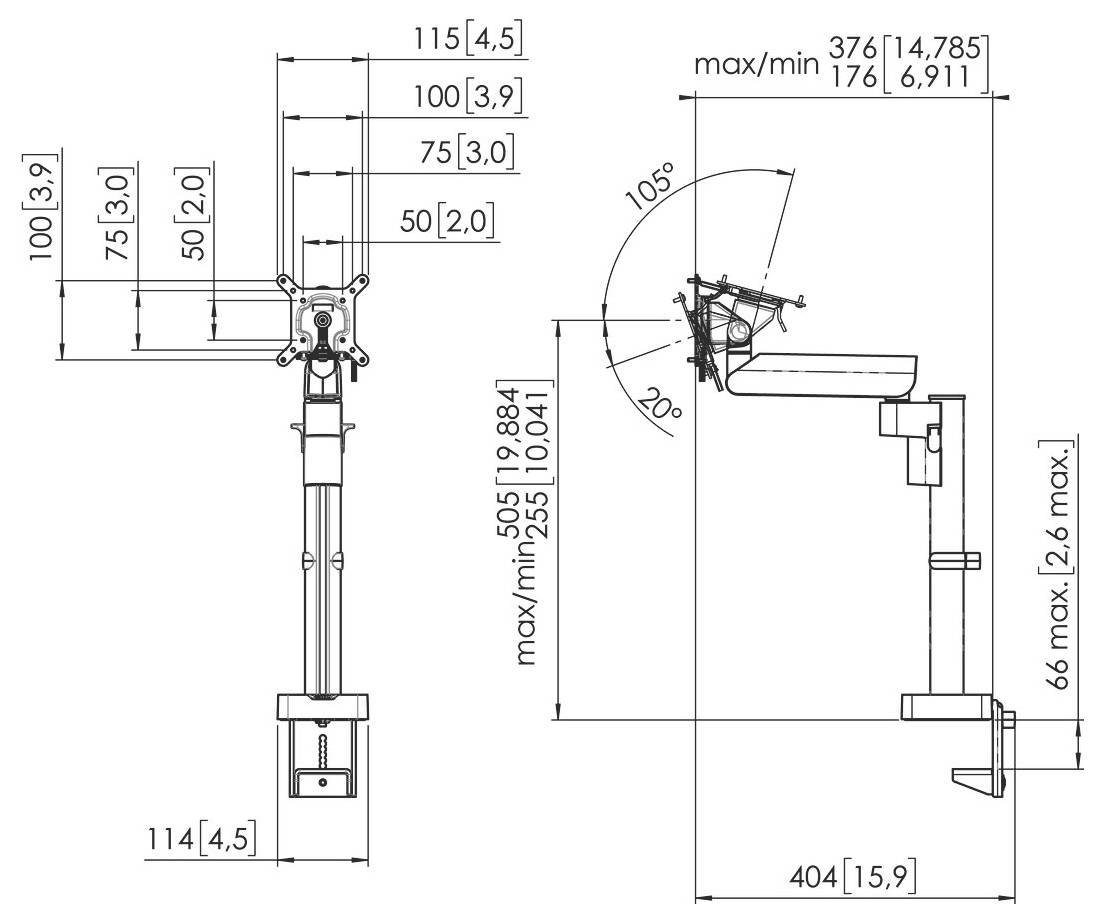 Vogel's MOMO 2127 Monitor-Tischhalterung 1 Display(s) 109,2cm (43") Schwarz Neigbar, Drehbar, Höhenverstellbar, Schwenkbar