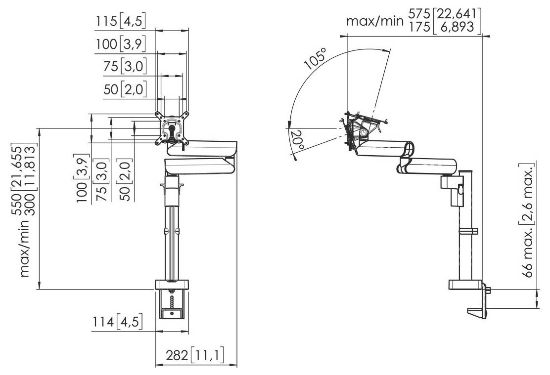 Vogel's Monitor-Tischhalterung MOMO 2137 1 Display(s) 25,4cm (10") - 109,2cm (43") Weiß Drehbar, Neigbar, Höhenverstellbar