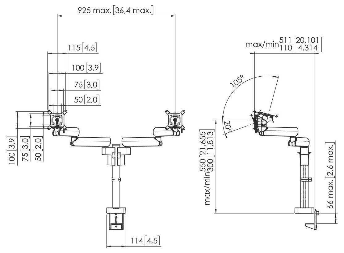 Vogel's MOMO 2237 Monitor-Tischhalterung 25,4cm (10") - 86,4cm (34") Weiß Neigbar, Drehbar