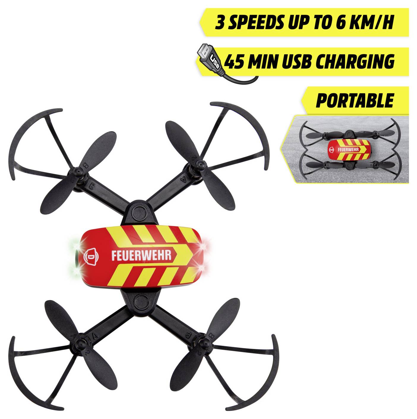 Dickie Toys RC Fire Drone, RTR Quadrocopter RtF Einsteiger