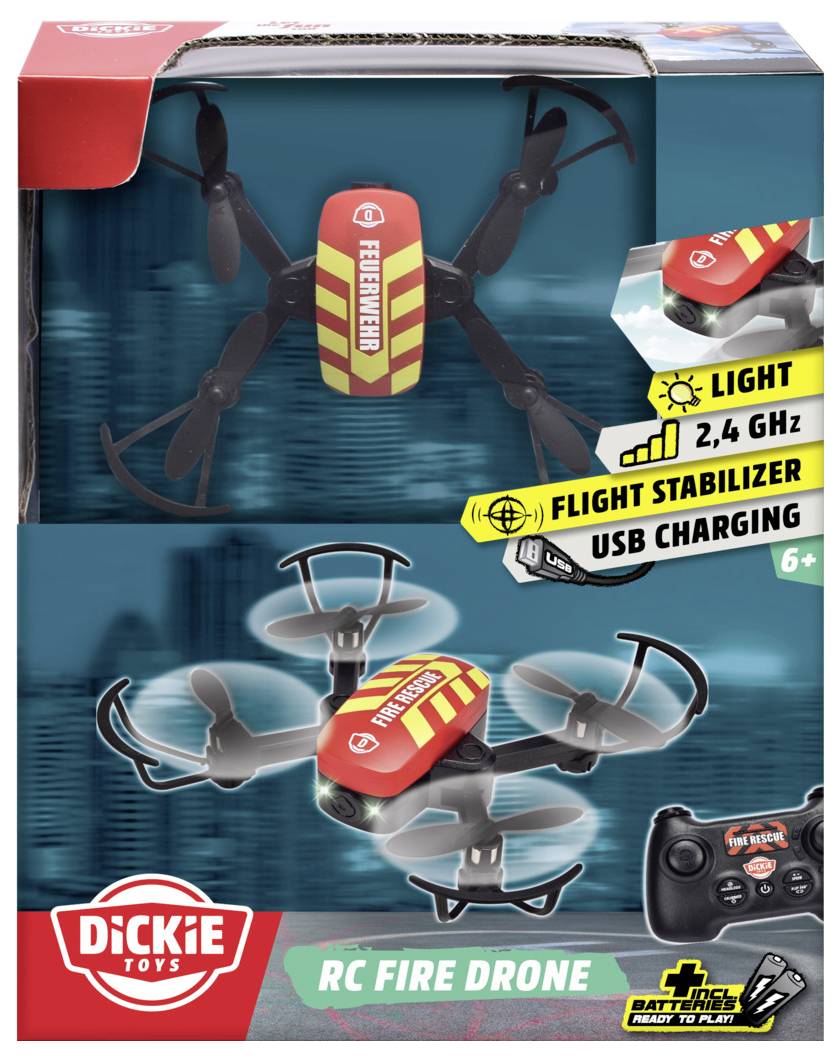 Dickie Toys RC Fire Drone, RTR Quadrocopter RtF Einsteiger