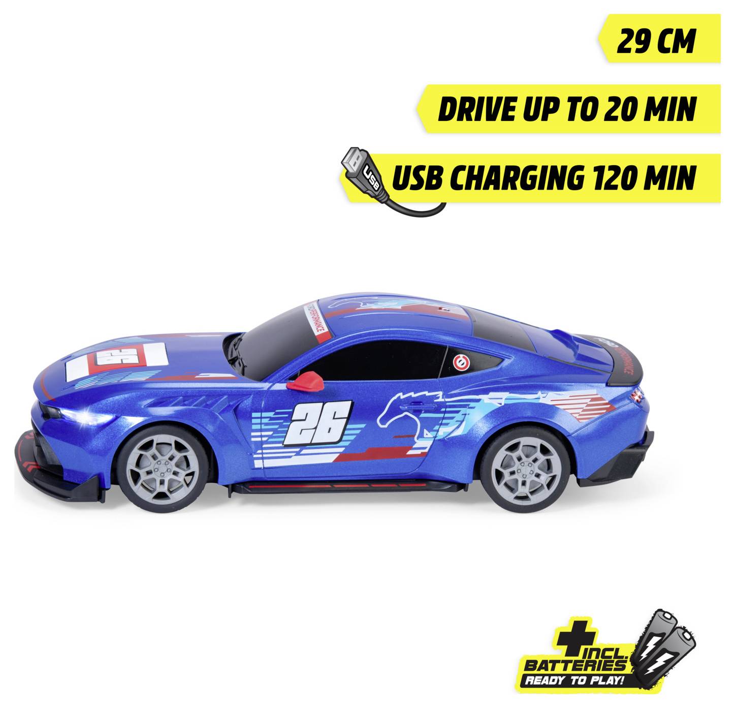 Dickie Toys 201105014 RC Ford Mustang Customized, Try Me, RTR 1:16 RC Einsteiger Modellauto Elektro