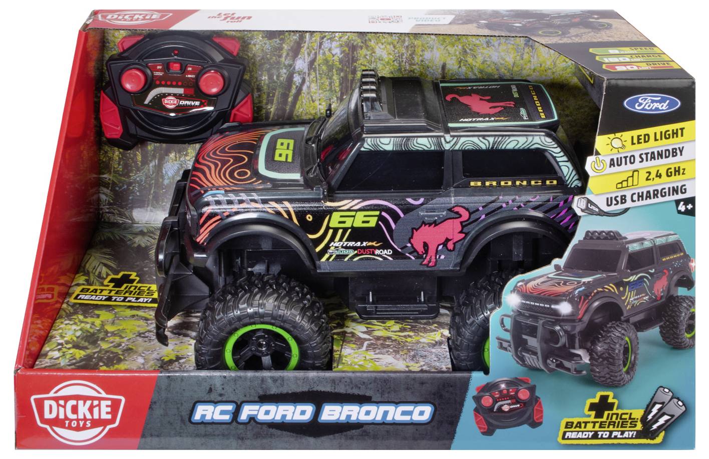 Dickie Toys 201106017 RC Ford Bronco, RTR 1:16 RC Einsteiger Modellauto Elektro Geländewagen