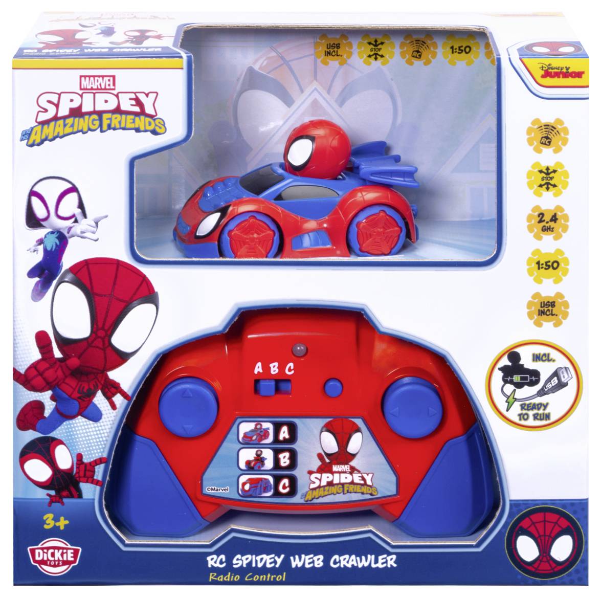 Dickie Toys 203222006 RC Spidey Web-Crawler 1:50 RC Einsteiger Modellauto Elektro Rennwagen