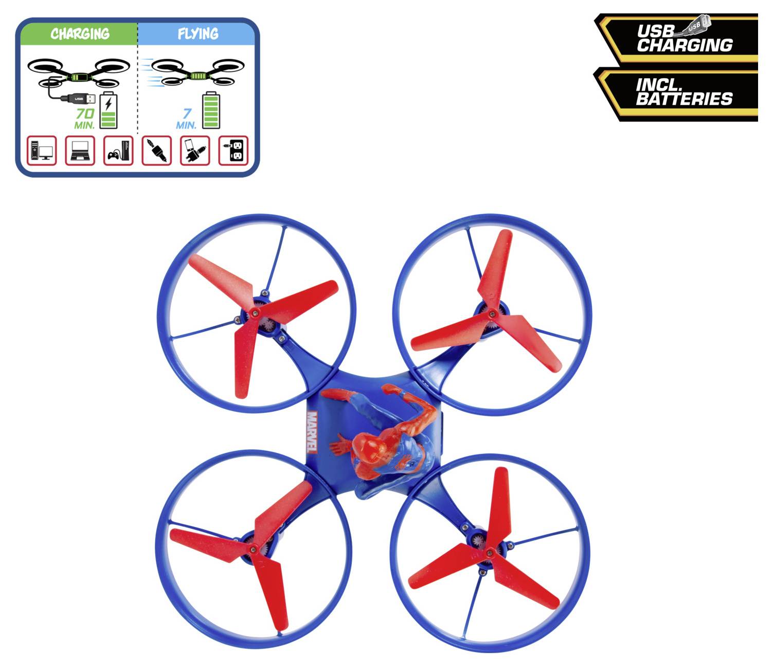 Dickie Toys RC Spider-Man Drone, RTR Quadrocopter RtF