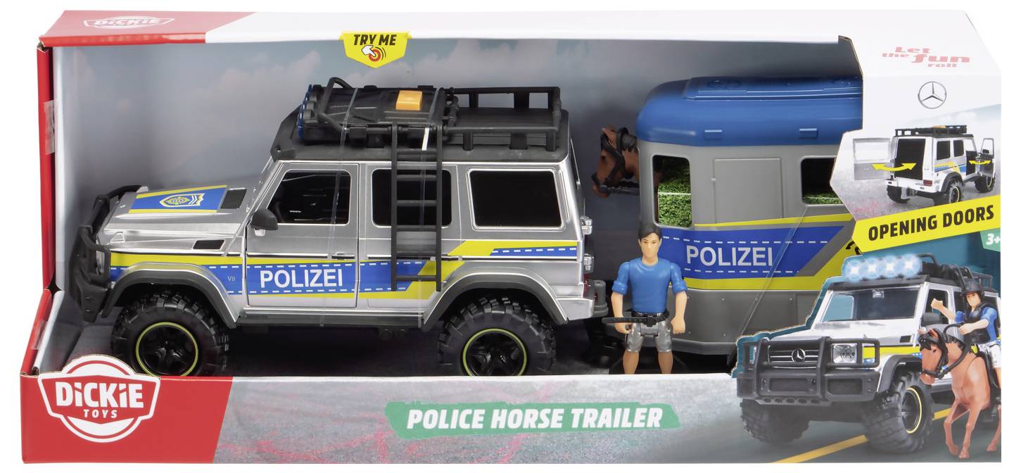 Dickie Toys Mercedes Benz Police Horse Trailer Fertigmodell Einsatzfahrzeug Modell