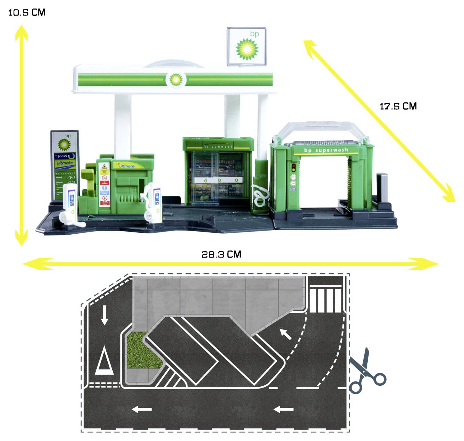 Majorette Petrol Station BP + 1 Vehicle Tankstellen-Set