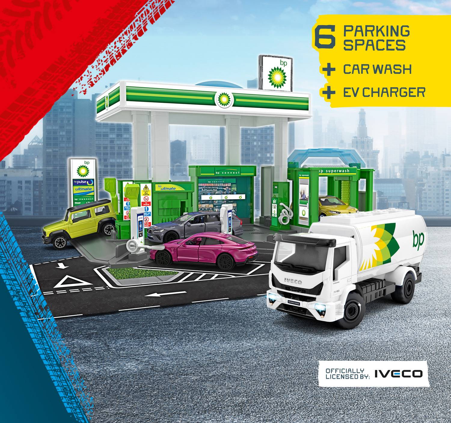 Majorette Petrol Station BP + 1 Vehicle Tankstellen-Set