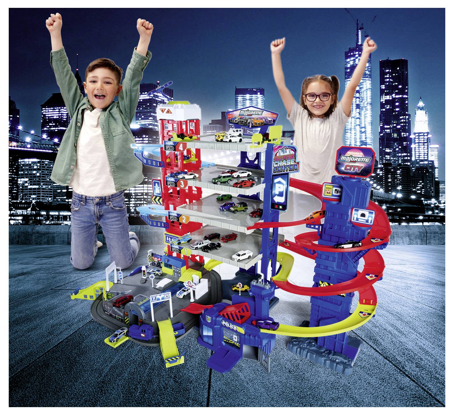 Majorette Audi, Ford Super Chase Center+5 Vehicles Parkgarage