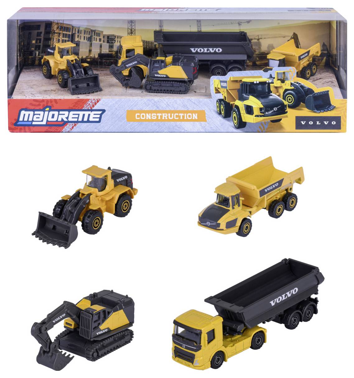 Majorette Volvo Construction 4 Pieces Giftpack Fertigmodell Baufahrzeug Modell
