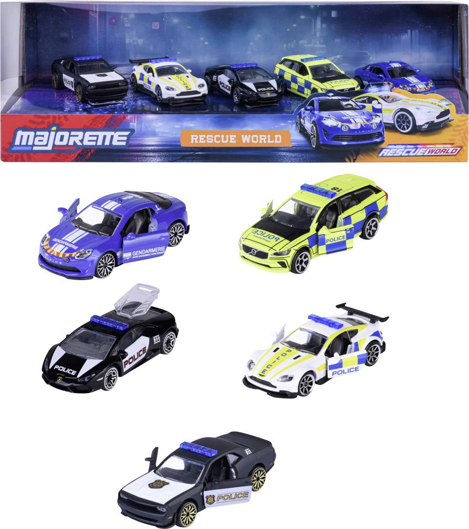 Majorette Lamborghini, Volvo, Aston Martin Rescue World 5 Pieces Giftpack Fertigmodell Einsatzfahrz