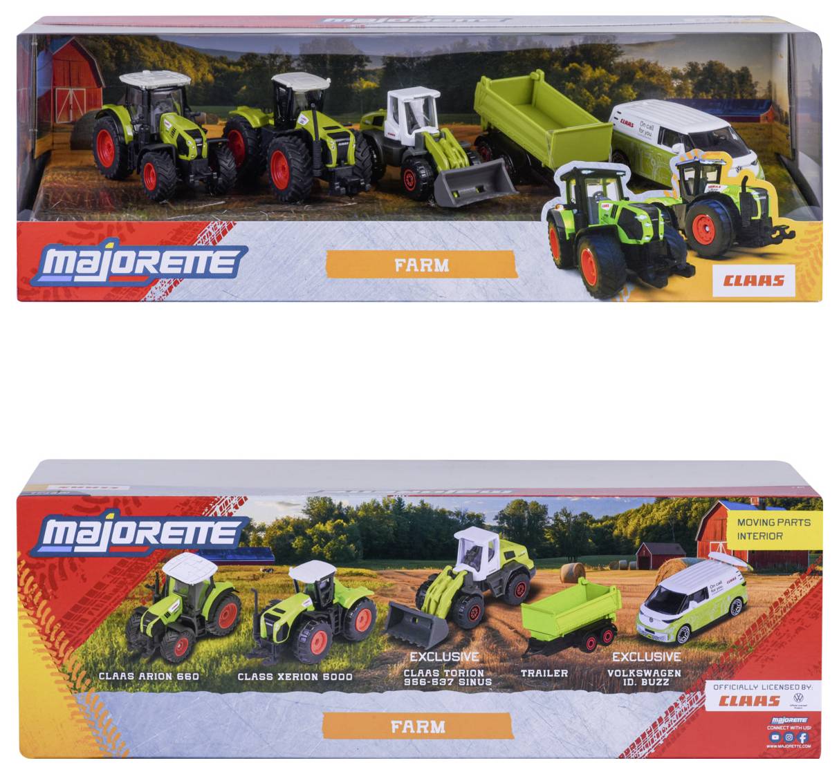 Majorette Claas, Volkswagen (VW) Claas Farm 5 Pieces Giftpack Fertigmodell Landwirtschafts Modell