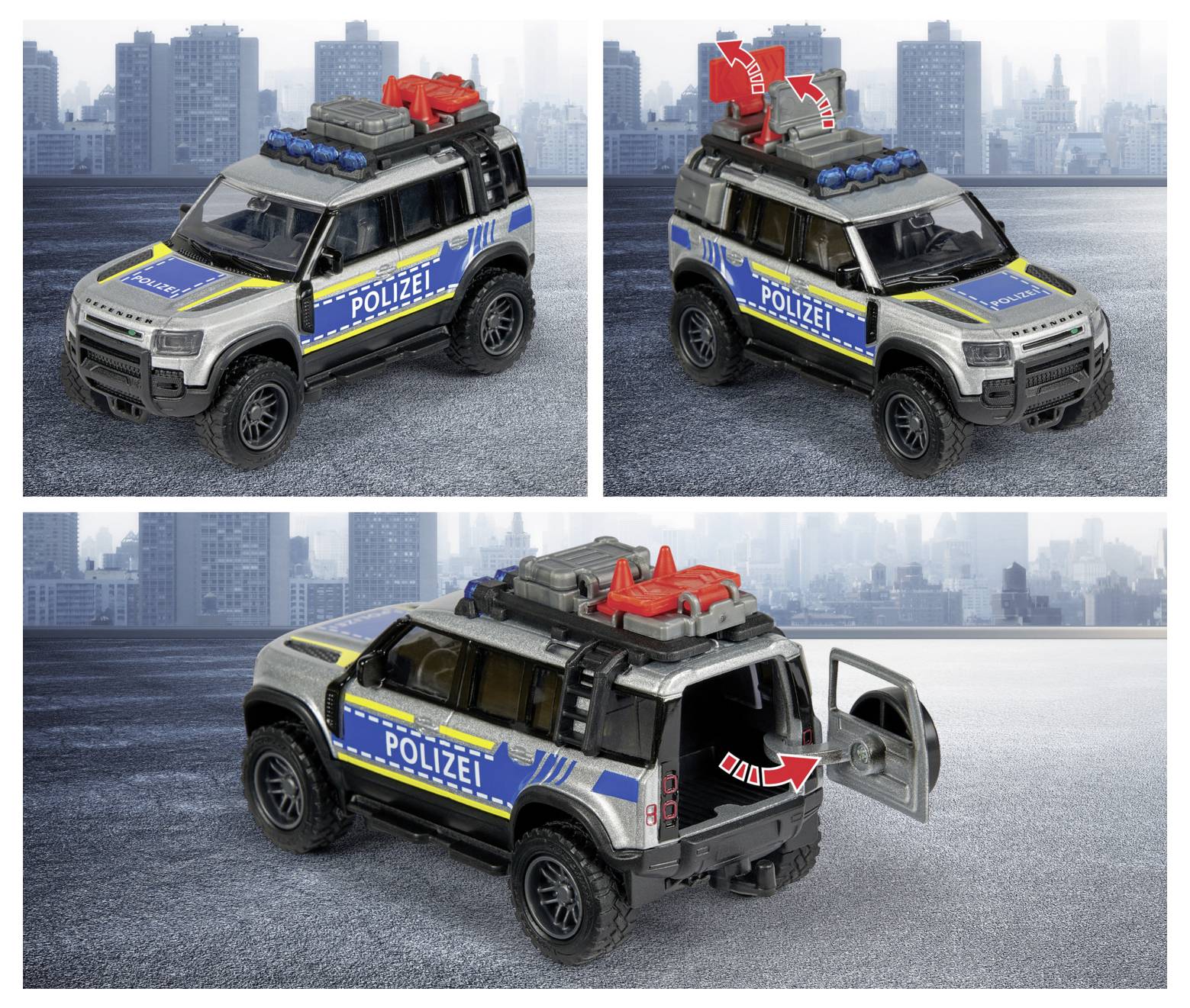 Majorette Land Rover Defender 90 Police Fertigmodell Einsatzfahrzeug Modell