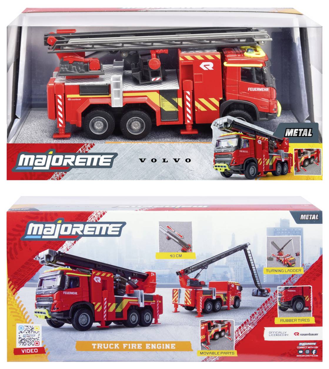 Majorette Volvo FMX Truck Fire Engine Fertigmodell Einsatzfahrzeug Modell
