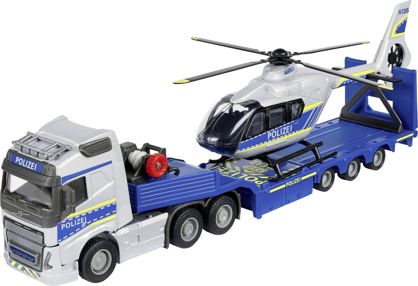 Majorette Volvo Truck + Airbus Police Helicopter Fertigmodell Einsatzfahrzeug Modell