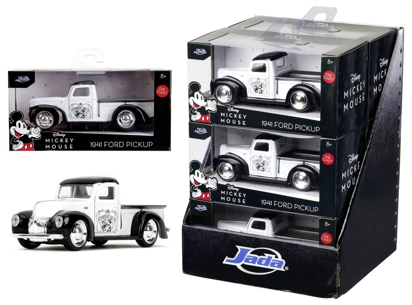 JADA TOYS Ford Disney Steamboat Willie, 1941 Pickup Fertigmodell PKW Modell